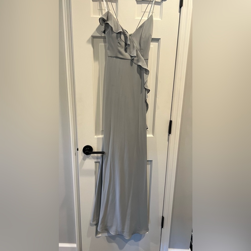 Elegant Gray Ruffle Maxi Dress